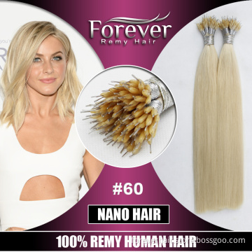 Forever professional christmas hair extension premium 100 human remy russian nano ring wholesale hair extension